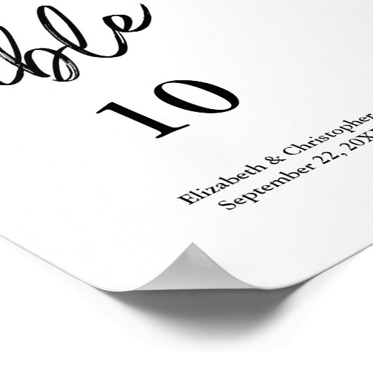 Tischnummer signalisiert Schwarz-weiße Minimalisti Poster (Ecke)