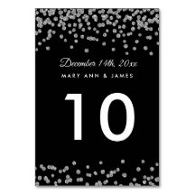 Tischnummer Silver Imitate Glitzer Confetti Black