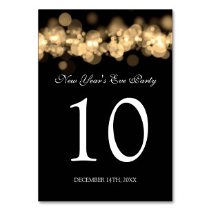 Tischnummer Silvester Party Gold Bokeh Light