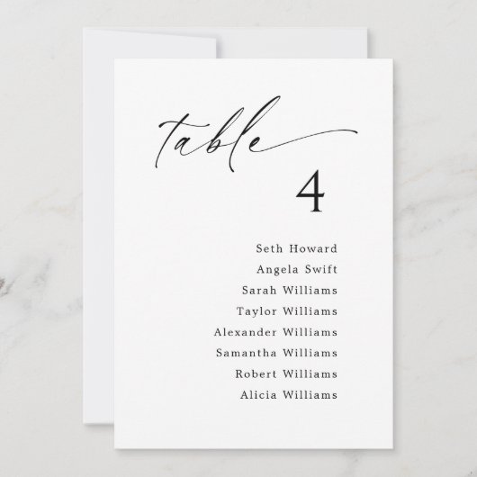 Tischnummer Sitzkarte (Vorderseite)