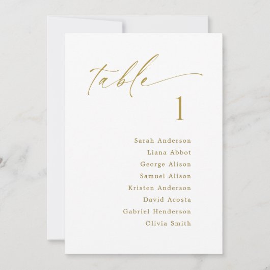 Tischnummer Sitzkarte (Vorderseite)