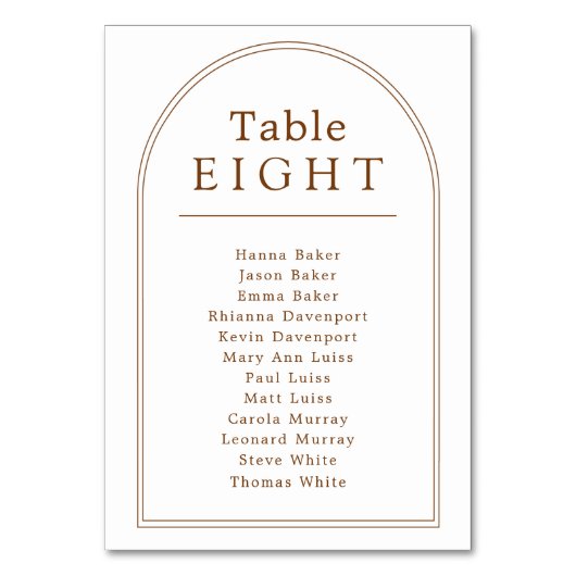 Tischnummer-Sitzkarte Minimaler Bogen Tischnummer (Rückseite)