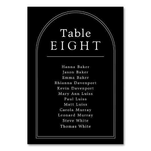 Tischnummer-Sitzkarte Minimaler Bogen Tischnummer (Vorderseite)