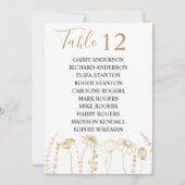 Tischnummer-Sitzkarten der Gold Wildblume (Vorderseite)