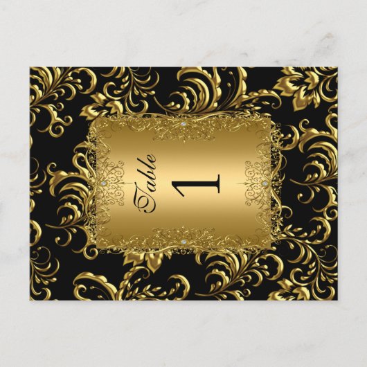 Tischnummer Sitzplätze Platzkarten Damask Gold (Vorderseite)