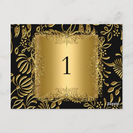 Tischnummer Sitzplätze Platzkarten Damask Gold (Rückseite)