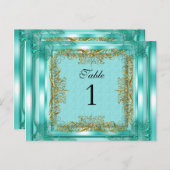 Tischnummer Sitzplätze Platzkarten Gold Aquamarin (Vorne/Hinten)