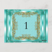 Tischnummer Sitzplätze Platzkarten Gold Aquamarin (Rückseite)
