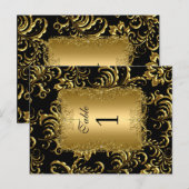 Tischnummer Sitzplatzkarten Damast Gold (Vorne/Hinten)