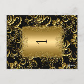 Tischnummer Sitzplatzkarten Damast Gold (Rückseite)