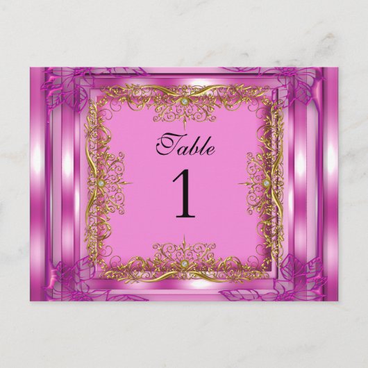 Tischnummer Sitzplatzkarten Gold Pink (Vorderseite)