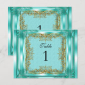 Tischnummer Sitzplatzkarten Gold Teal (Vorne/Hinten)
