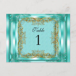 Tischnummer Sitzplatzkarten Gold Teal