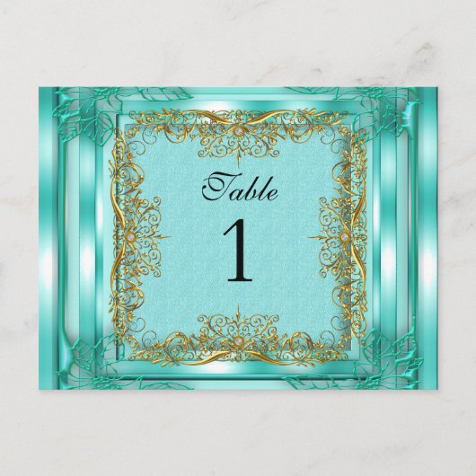 Tischnummer Sitzplatzkarten Gold Teal (Vorderseite)