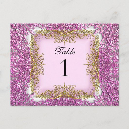 Tischnummer Sitzplatzkarten Rosa Gold (Vorderseite)