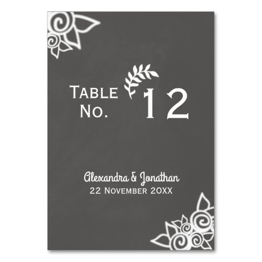 Tischnummer Slate Gray Chalk Style (Vorderseite)