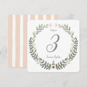 Tischnummer Soft Blush Blumenkranz für Taufe (Vorne/Hinten)