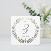 Tischnummer Soft Blush Blumenkranz für Taufe (Stehend Vorderseite)