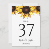 Tischnummer Sonnenblume Hochzeitsgelbe Karte (Vorderseite)