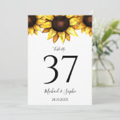 Tischnummer Sonnenblume Hochzeitsgelbe Karte (Stehend Vorderseite)
