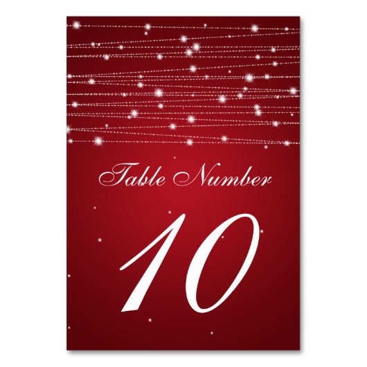 Tischnummer Sparkling Lines Red (Rückseite)