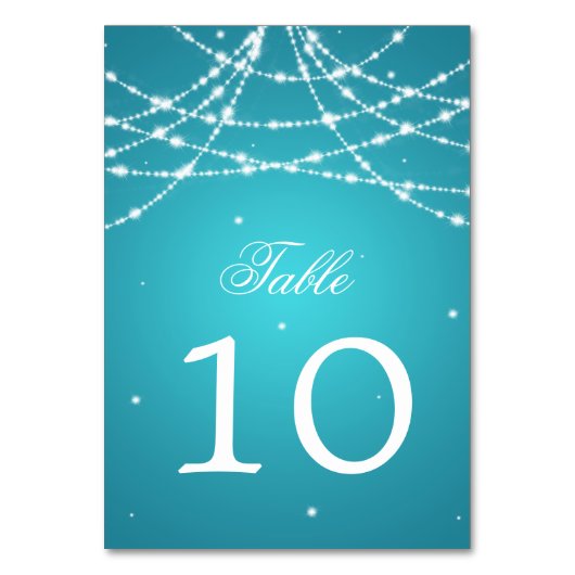 Tischnummer Sparkling String Türkis (Rückseite)