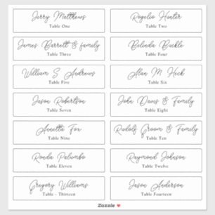 Tischnummer-Stick für Hochzeitgäste der Platzkarte Aufkleber