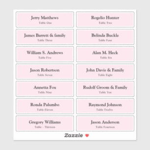 Tischnummer-Stick für Hochzeitgäste der Platzkarte Aufkleber
