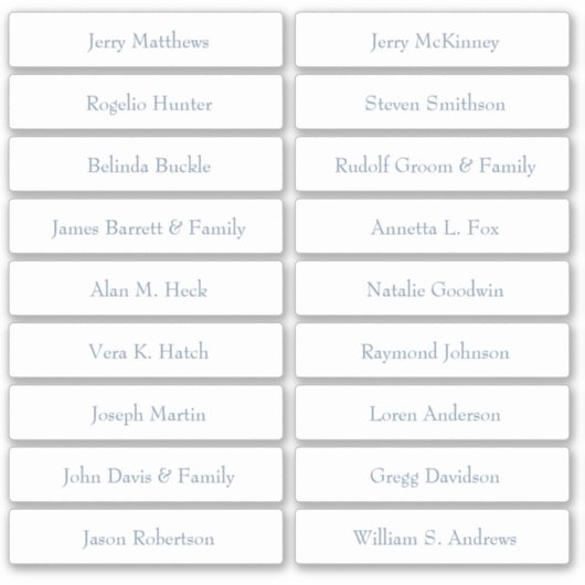 Tischnummer-Stick für Hochzeitgäste der Platzkarte Aufkleber (Vorderseite)