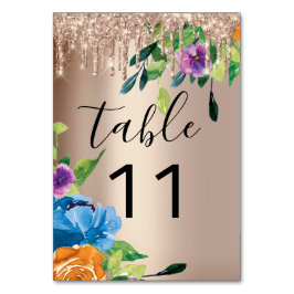 Tischnummer Tropfen Florals Marine Rose Hochzeit