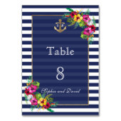 Tischnummer Tropical Floral Luau Navy Stripes (Rückseite)