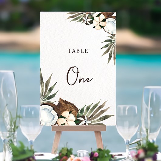 Tischnummer Tropical Hawaiian Floral & Coconut