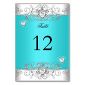 Tischnummer Türkisblaue Hochzeit Silber Diamant (Rückseite)