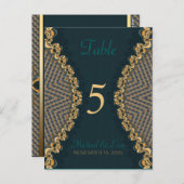 Tischnummer und Menü aquamarin+Gold Spitzenklasse (Vorne/Hinten)