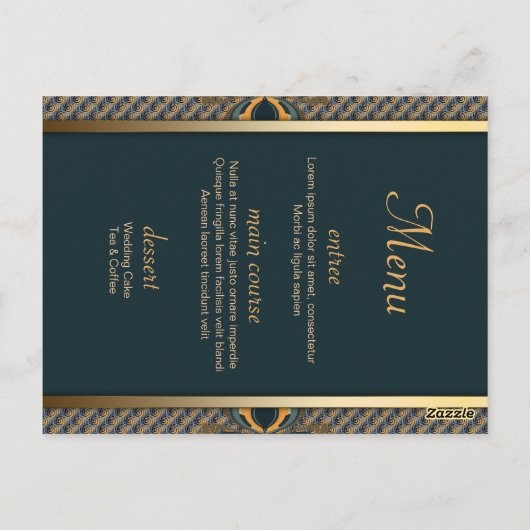 Tischnummer und Menü aquamarin+Gold Spitzenklasse (Rückseite)