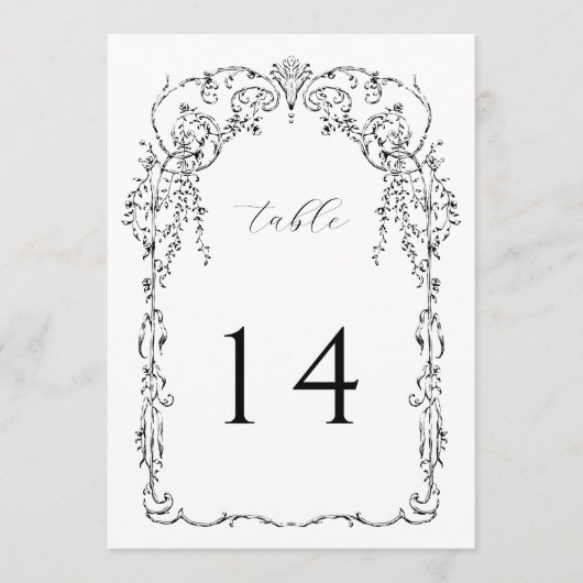 Tischnummer Viktorianischer Rahmen (Vorderseite)