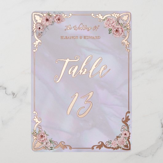 Tischnummer Vintager Lavendel (Vorderseite)