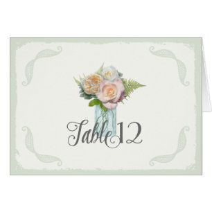 Tischnummer-Vintages rustikales Blumenmaurer-Glas