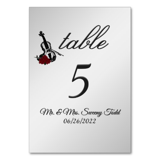 Tischnummer Violine (Rückseite)