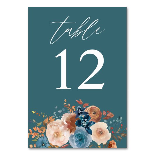 Tischnummer von Beige & Dusty Blue Floral - Aquama (Vorderseite)