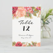 Tischnummer von Burgund und Goldblüten (Stehend Vorderseite)