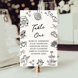 Tischnummer von Hand Drawn Doodles