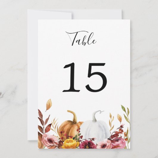 Tischnummer von Herbstpumpen (Rückseite)