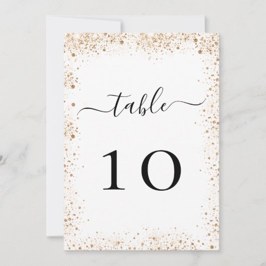 Tischnummer von hochglanzweißem goldenem Gitter (Vorderseite)