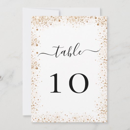 Tischnummer von hochglanzweißem goldenem Gitter (Rückseite)