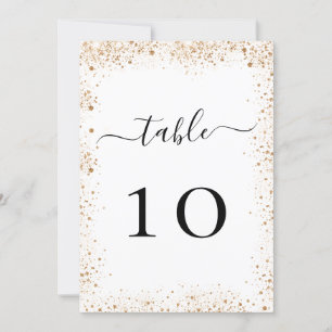 Tischnummer von hochglanzweißem goldenem Gitter