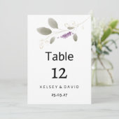 Tischnummer von Lavendelminze, Aquarellfarben (Stehend Vorderseite)