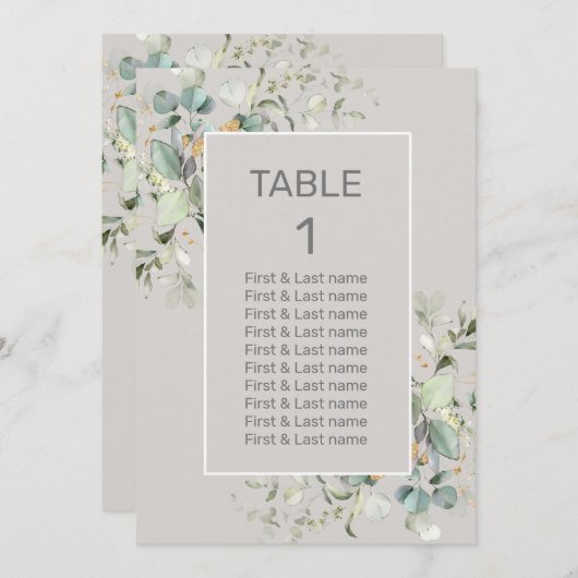 Tischnummer von Pergament- und grünen Blätter (Vorne/Hinten)