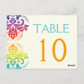 Tischnummer von Regenbogenfarben (Rückseite)