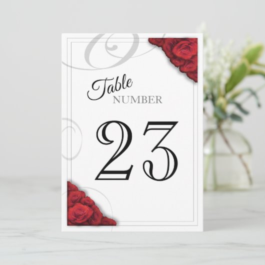 Tischnummer von rote Rosen (Stehend Vorderseite)